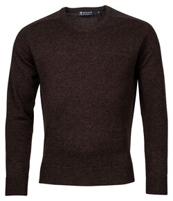 Baileys V-Neck Pullover Single Knit Scottisch Lambswool Dark Brown Melange