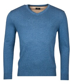 Baileys V-Neck Pullover Single Knit Trui Delft Blue