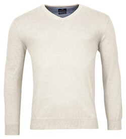 Baileys V-Neck Single Knit Pima Cotton Pullover Beige Melange