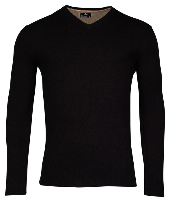 Baileys V-Neck Single Knit Pima Cotton Pullover Black