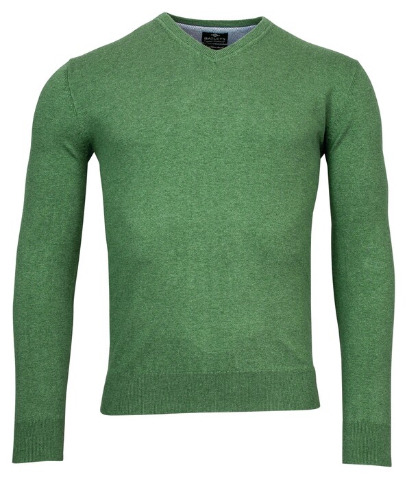 Baileys V-Neck Single Knit Pima Cotton Pullover Green Melange