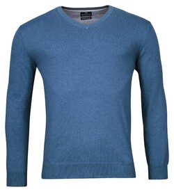 Baileys V-Neck Single Knit Uni Pima Cotton Pullover Denim Blue
