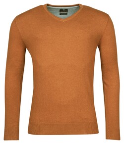 Baileys V-Neck Single Knit Uni Pima Cotton Pullover Mid Orange