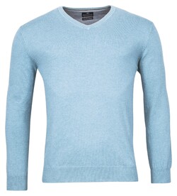 Baileys V-Neck Single Knit Uni Pima Cotton Pullover Soft Blue