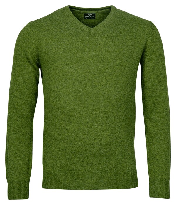 Baileys V-Neck Uni Color Lambswool Pullover Grass Green