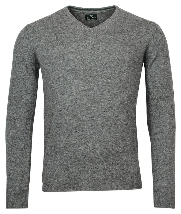 Baileys V-Neck Uni Color Lambswool Pullover Grey