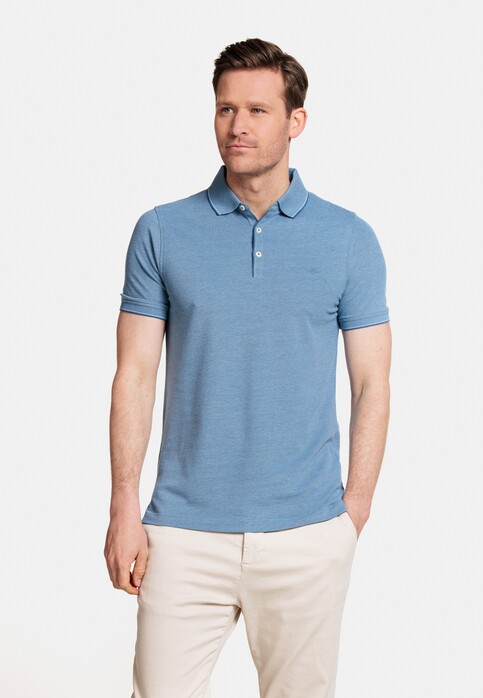 Baileys Vague 2-Tone Oxford Pique Allover Poloshirt Denim Blue