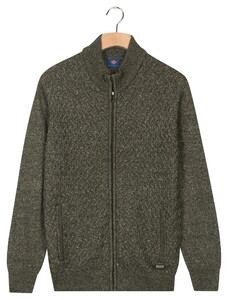 Baileys Wave Cable Knit Fullzip Single Knit Cardigan Dark Green