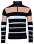 Baileys Yarn Dyed Multi Stripe Zip Sweat Jacquard Pique Pullover Faded Rose