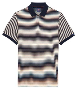 Baileys Yarn Dyed Stripe Zip Collar Polo Dark Blue