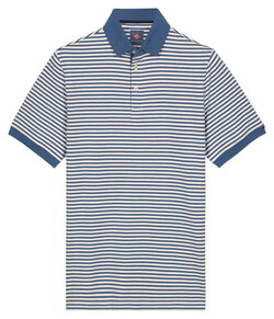Baileys Yarn Dyed Stripes Cotton Subtle Stretch Polo Delft Blue