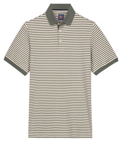 Baileys Yarn Dyed Stripes Cotton Subtle Stretch Polo Thyme Green