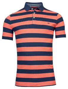 Baileys Yarn Dyed Stripes Solid Pique 2-Tone Poloshirt Coral