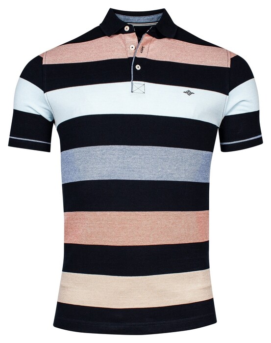 Baileys Yarn Dyed Stripes Two-Tone Piqué Polo Red Earth