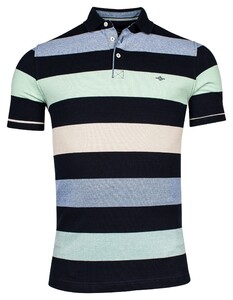Baileys Yarn Dyed Stripes Two-Tone Piqué Poloshirt Mid Green