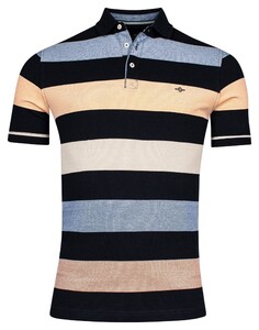 Baileys Yarn Dyed Stripes Two-Tone Piqué Poloshirt Mid Orange