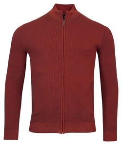 Baileys Zip Allover Plated 2-Tone Jacquard Cardigan Stone Red