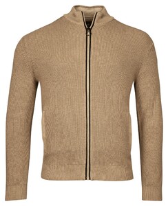 Baileys Zip Allover Structure Knit Cardigan Dark Sand