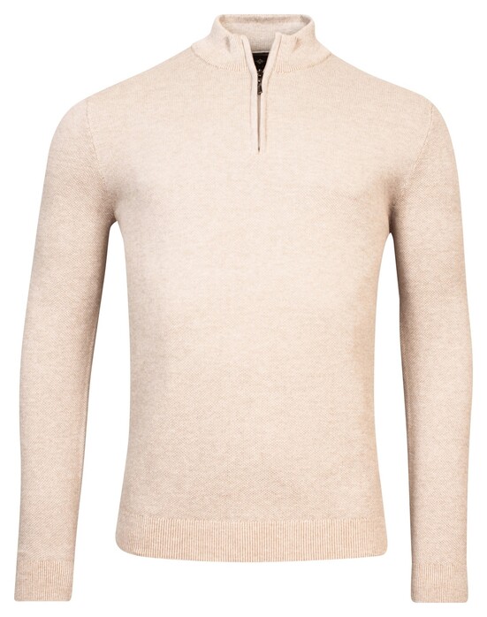 Baileys Zip Collar 2Tone Jacquard Plated Pullover Light Grey