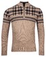 Baileys Zip Jacquard Knit Top Check Design Pullover Oak