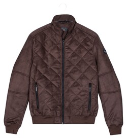 Baileys Zipped Sidepockets Suede Look Diamond Stitch Jack Dark Brown