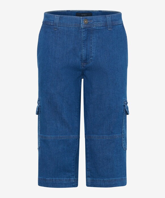 Brax Bill Cargo Denim Bermuda Midden Blauw