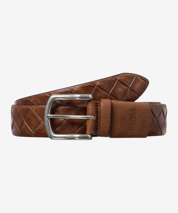 Brax Bold Woven Pattern Belt Cognac