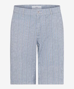 Brax Bozen Ultralight Stripe Flat-Front Bermuda Dusty Blue