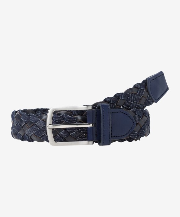 Brax Braided Leather Cotton Belt Navy