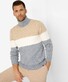 Brax Brian Block Color Diagonal Cable Knit Trui Platinum