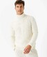 Brax Brian Fantasy Uni Color Knit Pattern Rollneck Pullover Off White