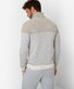 Brax Brian Rollneck Pullover Bold Herringbone Pattern Block Color Off White