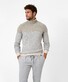 Brax Brian Rollneck Pullover Bold Herringbone Pattern Block Color Off White