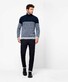 Brax Brian Rollneck Pullover Bold Herringbone Pattern Block Color Platinum