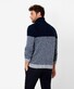 Brax Brian Rollneck Pullover Bold Herringbone Pattern Block Color Platinum