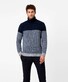 Brax Brian Rollneck Pullover Bold Herringbone Pattern Block Color Platinum