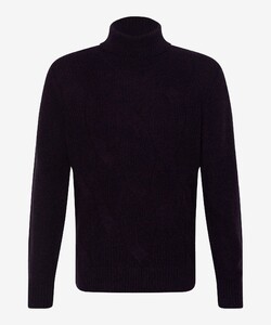 Brax Brian Two-Tone Fantasy Knit Rollneck Trui Dark Grape