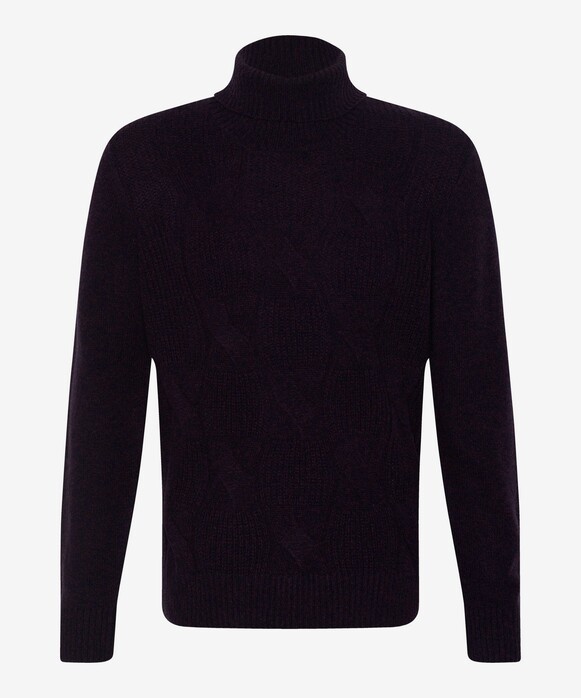 Brax Brian Two-Tone Fantasy Knit Rollneck Trui Dark Grape