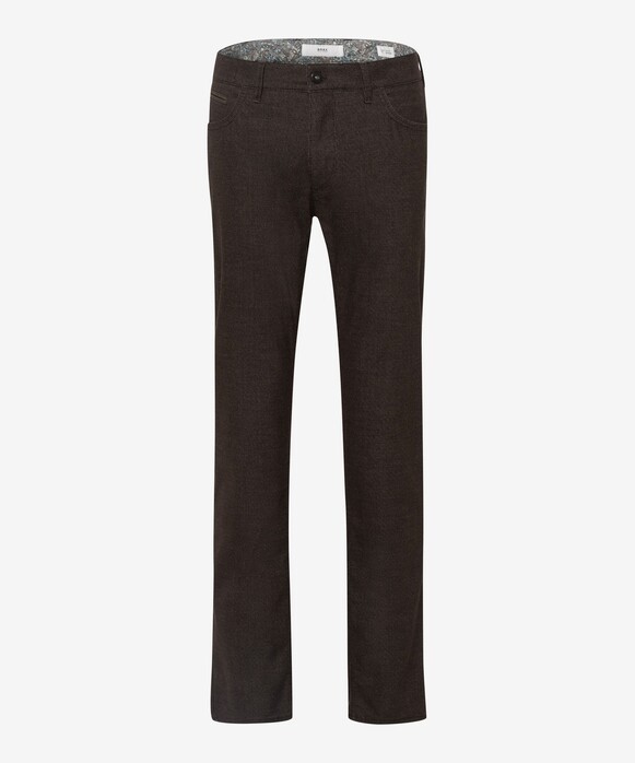 Brax Chuck Wool Look Fine Texture Hi-Flex Soft Touch Easy Care Broek Donker Bruin