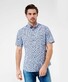 Brax Dan Allover Fantasy Pattern Button Down Overhemd Blauw-Wit