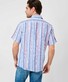 Brax Dan Button Down Multi Stripe Casual Linnen Overhemd Indian Red