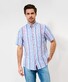 Brax Dan Button Down Multi Stripe Casual Linnen Overhemd Indian Red