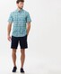 Brax Dan Cotton Linnen Check Button Down Short Sleeve Overhemd Clover