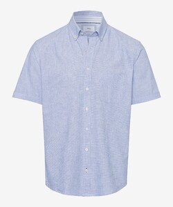 Brax Dan Fine Check Weave Cotton Linen Slub Yarn Shirt FPinkn Blue
