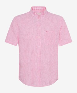 Brax Dan Fine Stripe Cotton Linnen Overhemd Coral