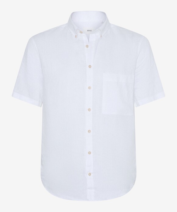 Brax Dan Pure Linen Short Sleeve Uni Color Shirt White