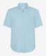 Brax Dan Pure Linnen Short Sleeve Uni Color Overhemd Smooth Blue