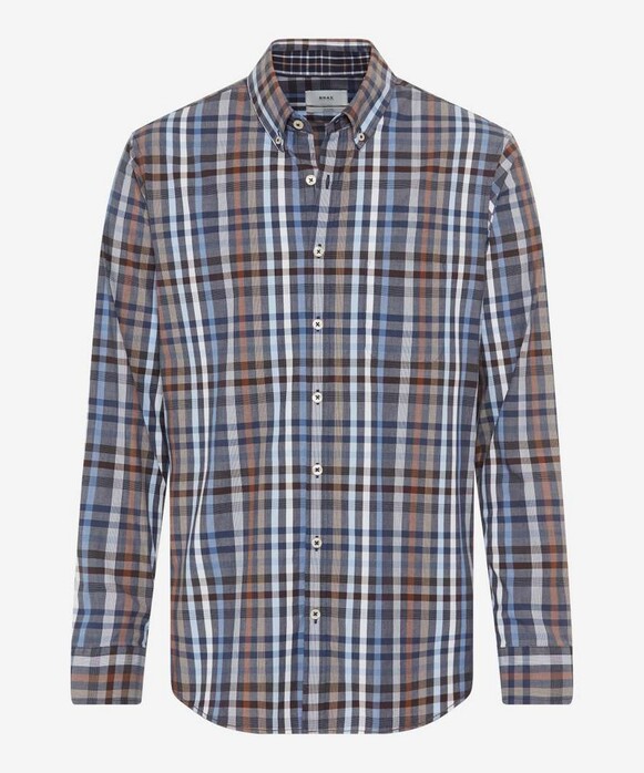 Brax Daniel Button-Down Check Overhemd Camel