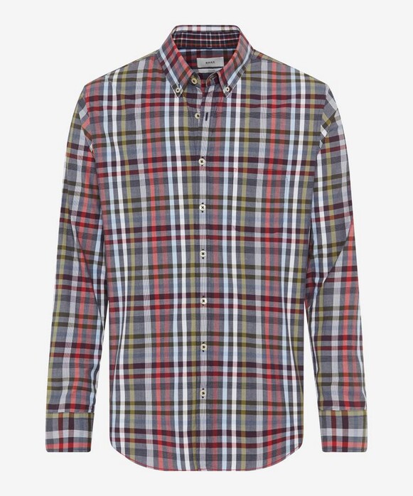 Brax Daniel Button-Down Check Overhemd Dark Vitamins