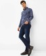 Brax Daniel Button Down Hi-Flex Cotton Stretch Shirt Dark Blue-Camel